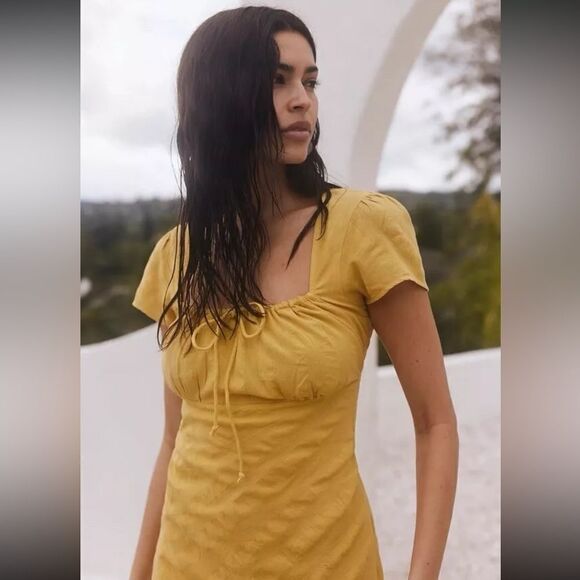 NEW FREE PEOPLE Sz L NATALYA SOLID MIDI DRESS - Picture 4 of 4